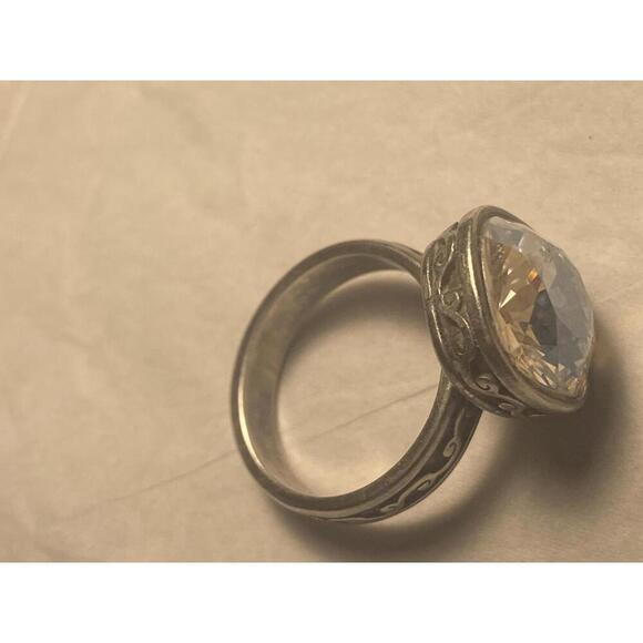 Brighton Vintage Silver Statement Ring with Large Crystal - Picture 6 of 9